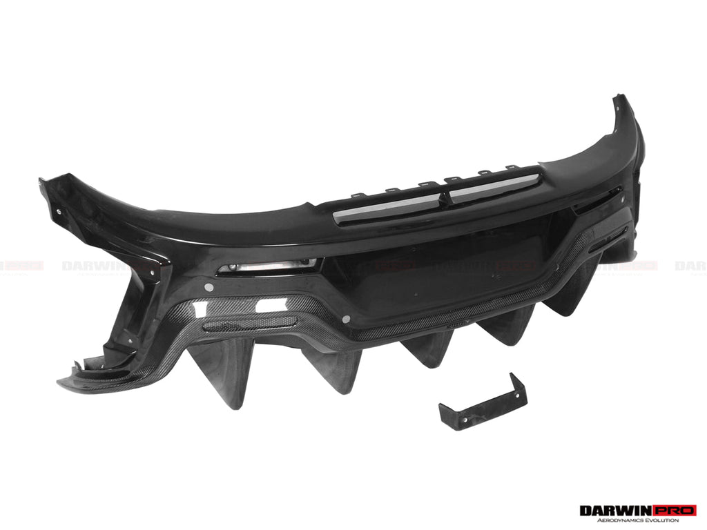 2015-2020 McLaren 540C & 570S & 570GT 600LT-Style Partial Carbon Fiber Rear Bumper with Diffuser  and Trunk Spoiler and Engine Trunk and Exhaust