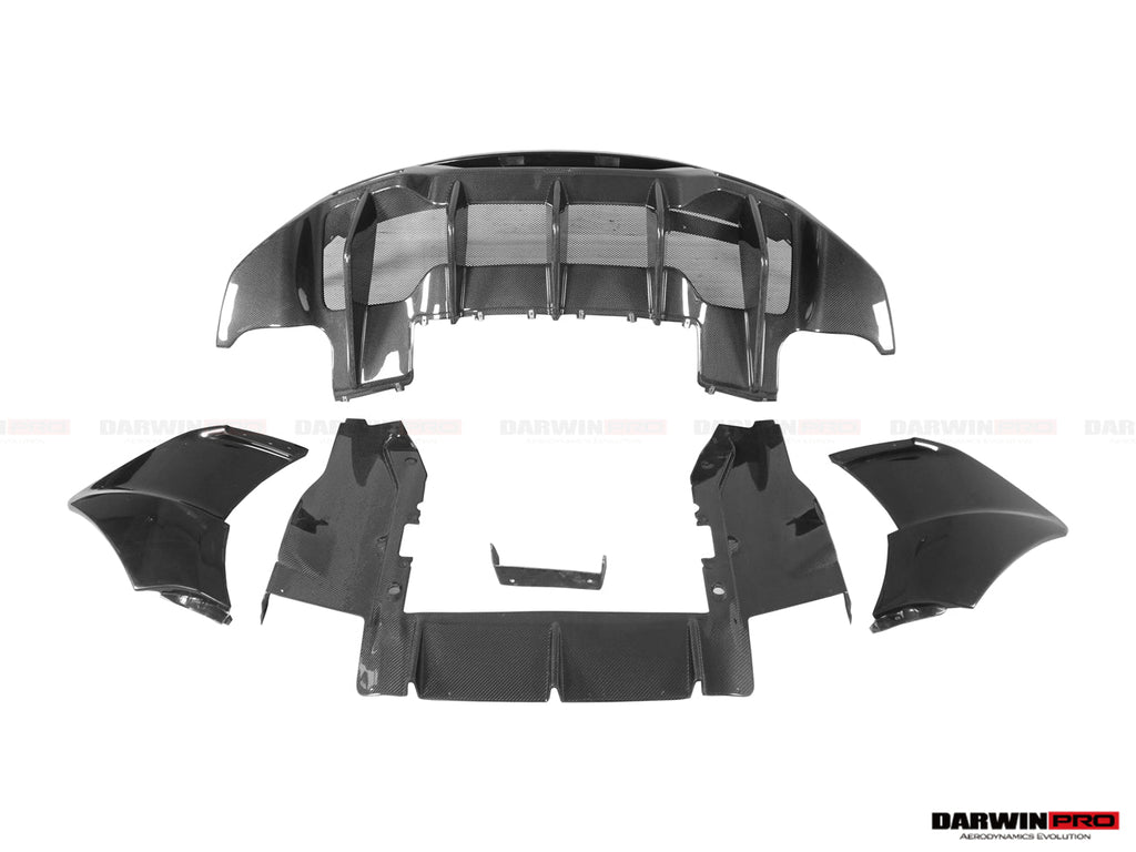 2015-2020 McLaren 540C & 570S & 570GT 600LT-Style Partial Carbon Fiber Rear Bumper with Diffuser  and Trunk Spoiler and Engine Trunk and Exhaust