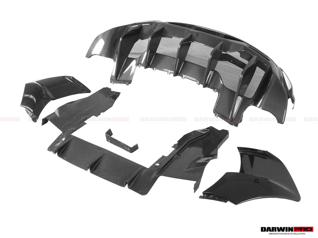 2015-2020 McLaren 540C & 570S & 570GT 600LT-Style Partial Carbon Fiber Rear Bumper with Diffuser  and Trunk Spoiler and Engine Trunk and Exhaust