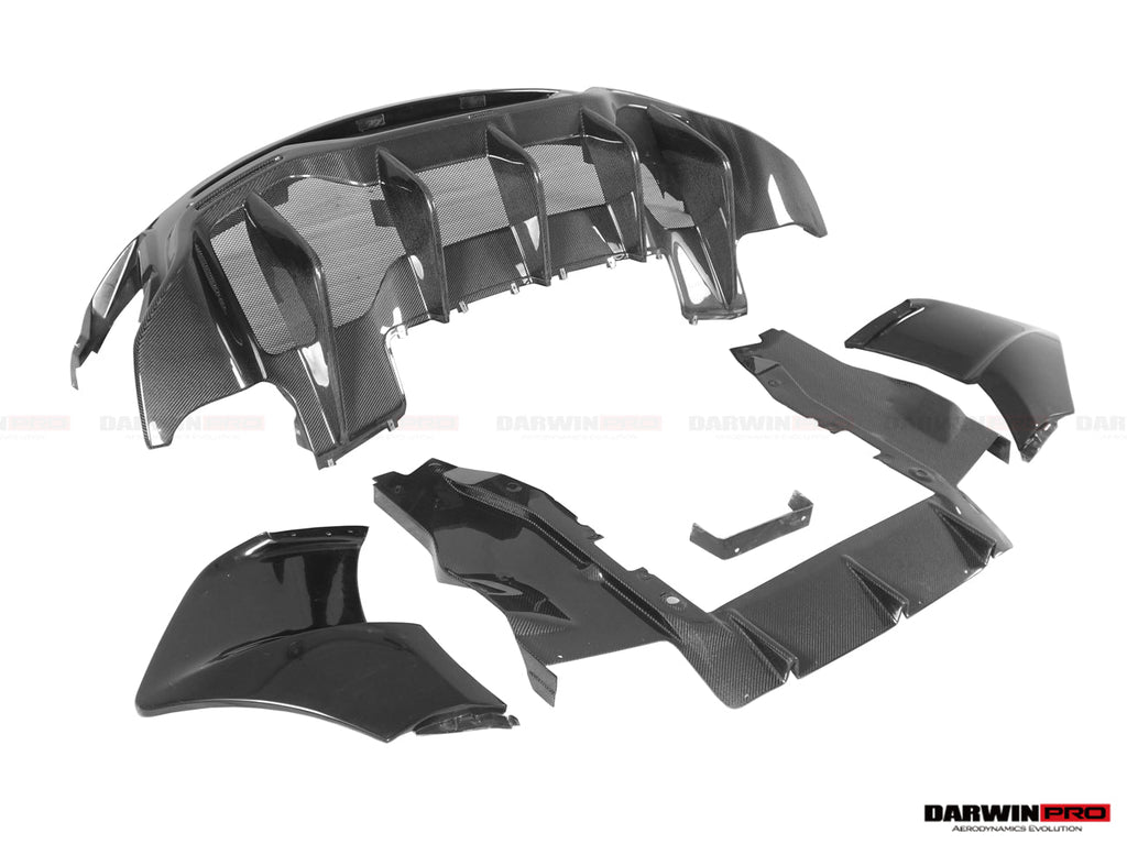 2015-2020 McLaren 540C & 570S & 570GT 600LT-Style Partial Carbon Fiber Rear Bumper with Diffuser  and Trunk Spoiler and Engine Trunk and Exhaust