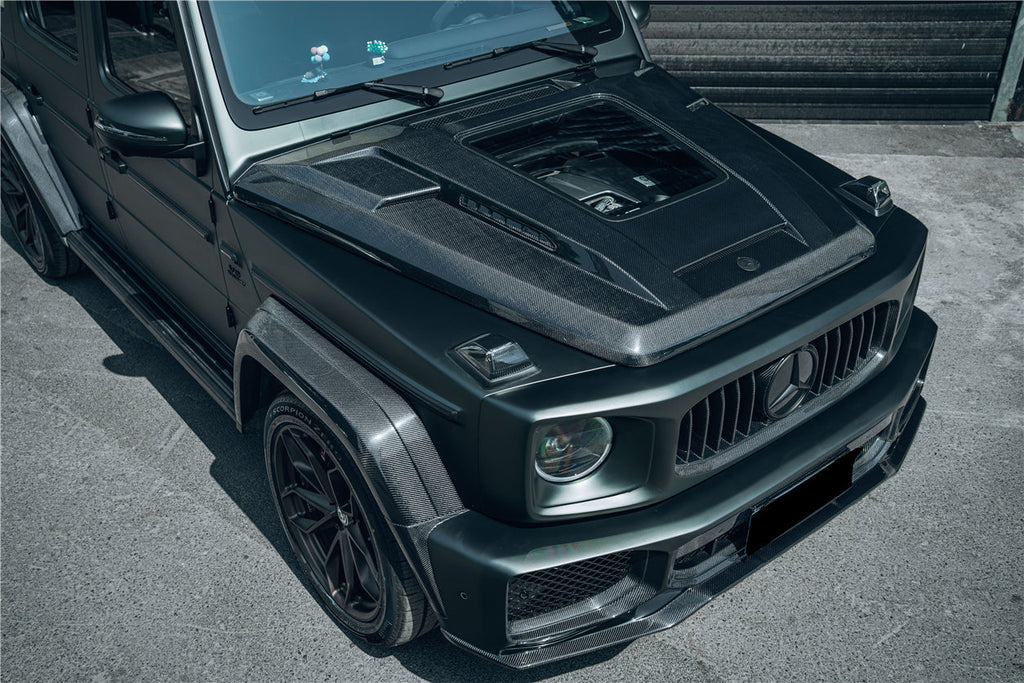 2019-2025 Mercedes Benz W464 W465 G-Class G Wagon G500 & G550 & G63AMG IMP Performance Partial Carbon Fiber Hood - DarwinPRO Aerodynamics