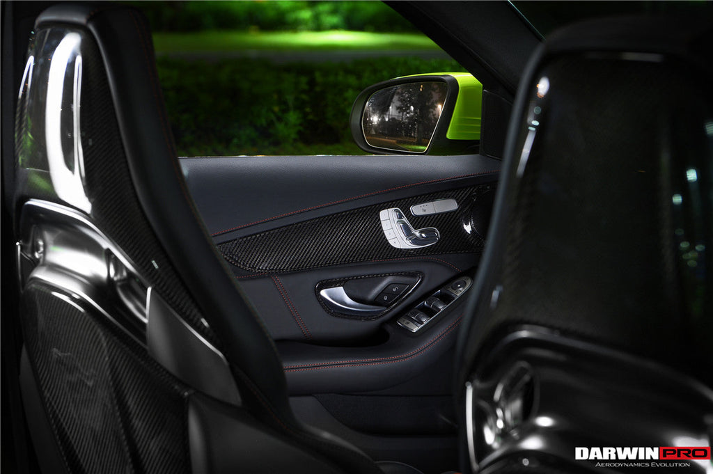 2015-2021 Mercedes Benz W205 C63 S AMG Sedan Carbon Fiber Interior Door Panel Trim Cover Strip