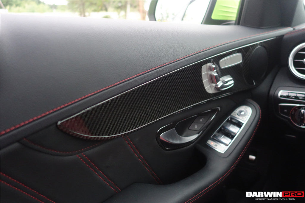 2015-2021 Mercedes Benz W205 C63 S AMG Sedan Carbon Fiber Interior Door Panel Trim Cover Strip