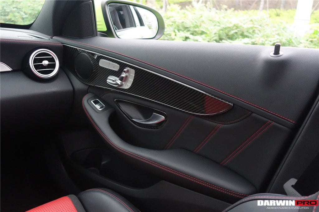 2015-2021 Mercedes Benz W205 C Class GLC X253 Carbon Fiber Interior Door Handle Cover Trim
