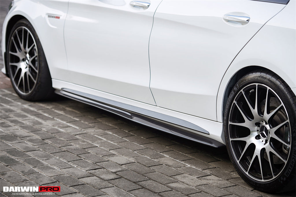 2015-2021 Mercedes Benz W205 C63 AMG C43 C Class Sedan Carbon Fiber Side Skirts Extension