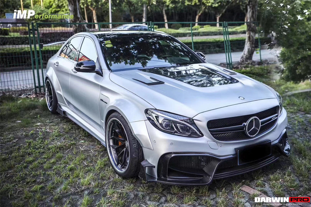 2015-2021 Mercedes Benz W205 C63 S AMG Sedan IMP Performance Partial Carbon Fiber front bumper - DarwinPRO Aerodynamics