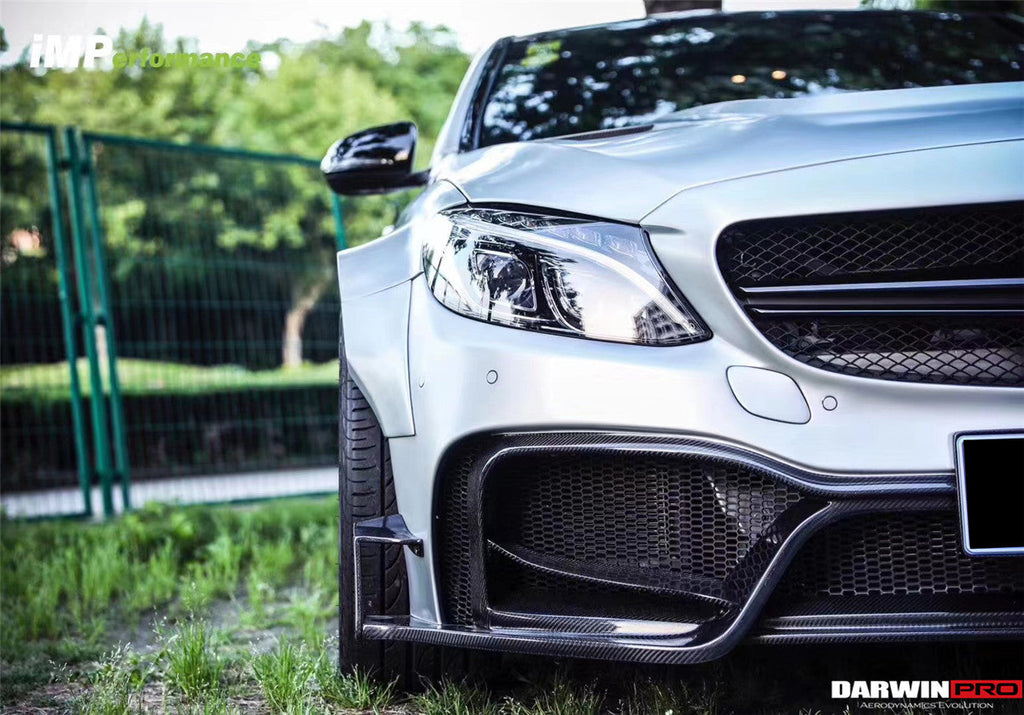 2015-2021 Mercedes Benz W205 C63 S AMG Sedan IMP Performance Partial Carbon Fiber front bumper - DarwinPRO Aerodynamics