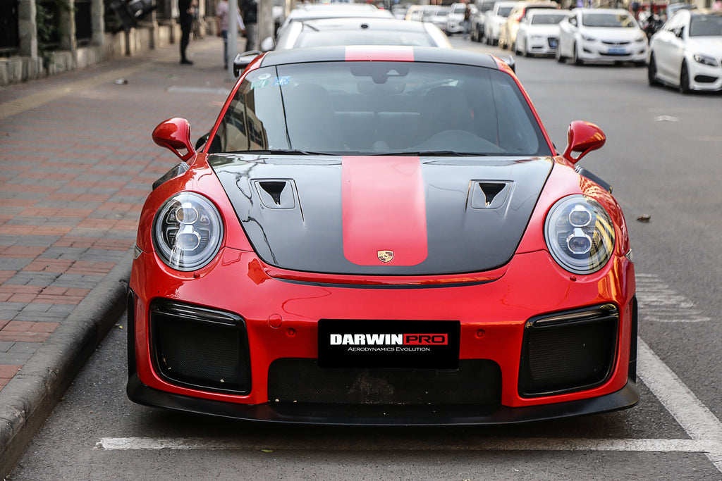 DarwinPRO 2016-2019 Porsche 911 991.2 Carrera &Targa 4 & 4S GT2RS Style Partial Carbon Fiber Front Bumper - DarwinPRO Aerodynamics
