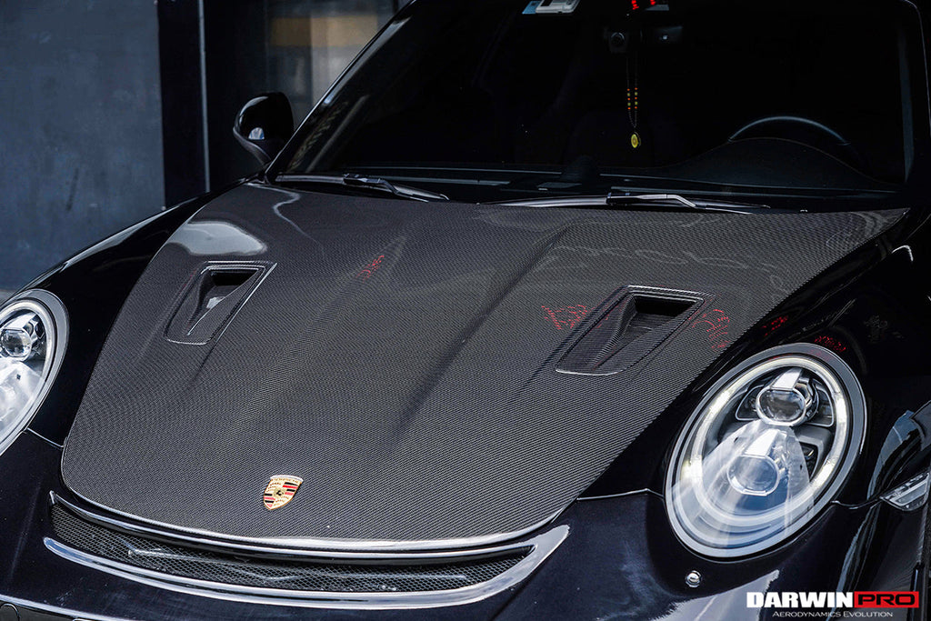DarwinPRO 2013-2019 Porsche 911 991 Carrera & C2, C2S, C4, C4S, Targa & GT3 & Turbo GT2RS-Style Carbon Fiber Hood - DarwinPRO Aerodynamics