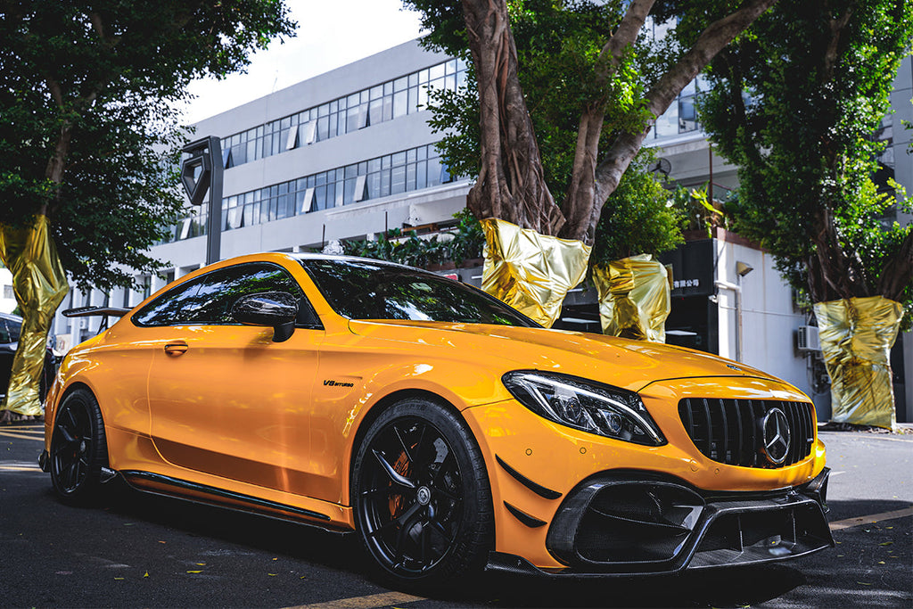 2015-2021 Mercedes Benz W205 C63 C63S AMG Coupe IMP Performance Partial Carbon Fiber Front Bumper With Canards