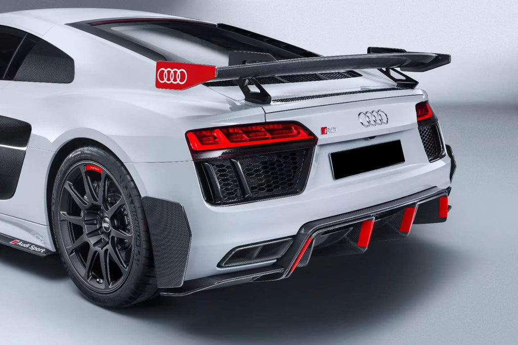 2016-2025 Audi R8 GEN2 Coupe Performance Parts Style Dry Carbon Fiber Trunk Wing with Base and Aluminum Legs