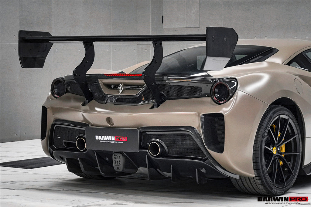 DarwinPRO 2015-2020 Ferrari 488 GTB Challenge Evo Modena Style Rear Bumper With Deck Lid Wing & Diffuser