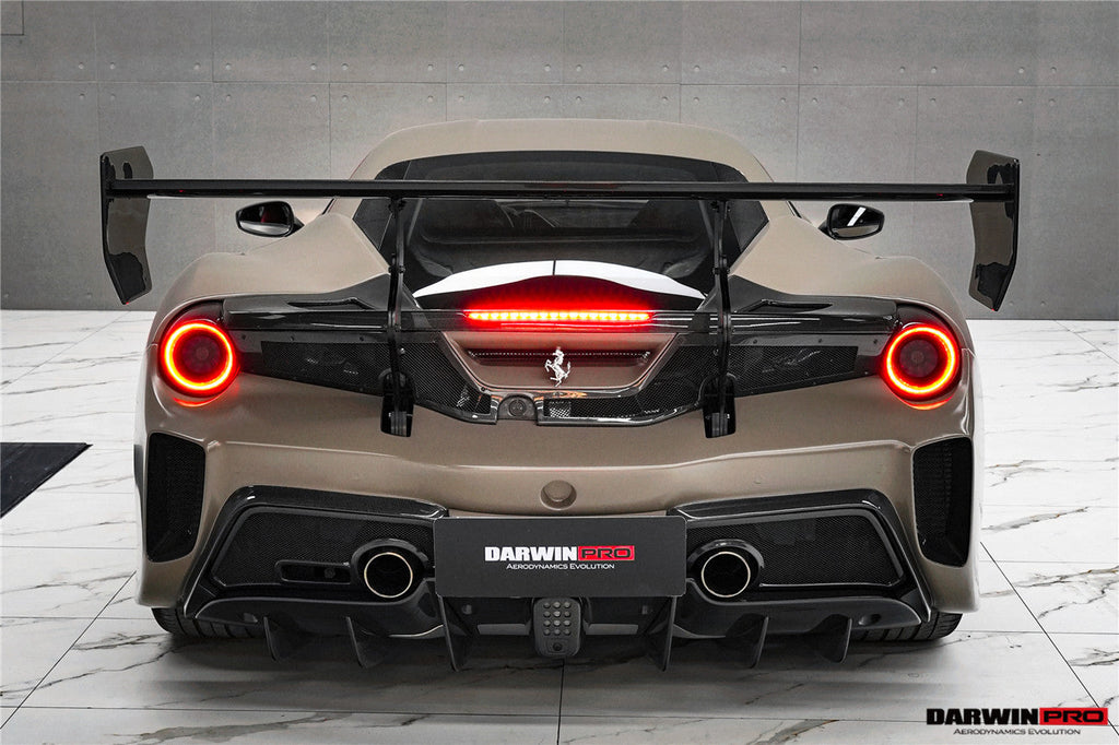 DarwinPRO 2015-2020 Ferrari 488 GTB Challenge Evo Modena Style Rear Bumper With Deck Lid Wing & Diffuser