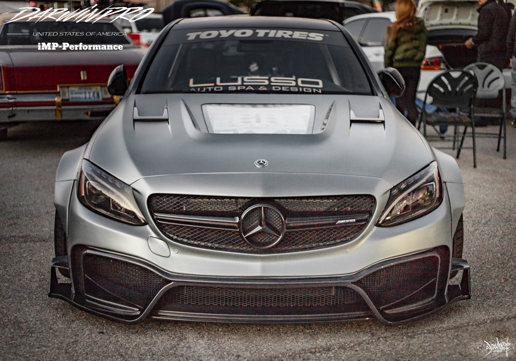 2015-2021 Mercedes Benz W205 C63 S AMG Sedan IMP Performance Partial Carbon Fiber front bumper - DarwinPRO Aerodynamics