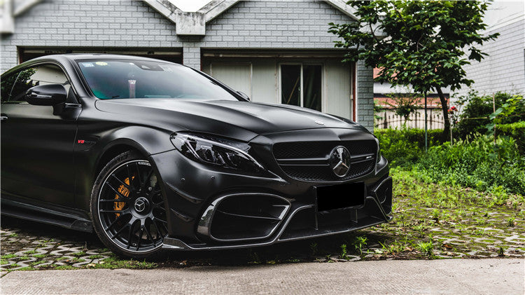 2015-2021 Mercedes Benz W205 C63 C63S AMG Coupe IMP Performance Partial Carbon Fiber Front Bumper With Canards