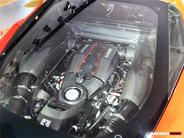 2015-2020 Ferrari 488 GTB & Spider Dry Carbon Fiber Engine Cover Replacement - DarwinPRO Aerodynamics