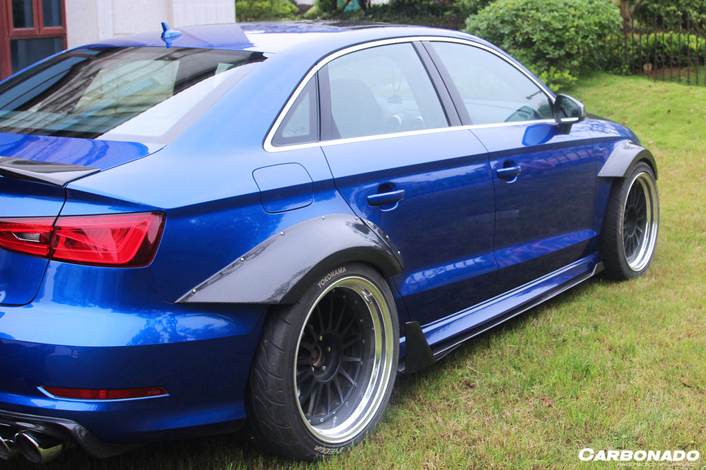 2017-2020 Audi RS3 8V.2 Sedan Only BKSS Style Carbon Fiber Side Skirts Under Board