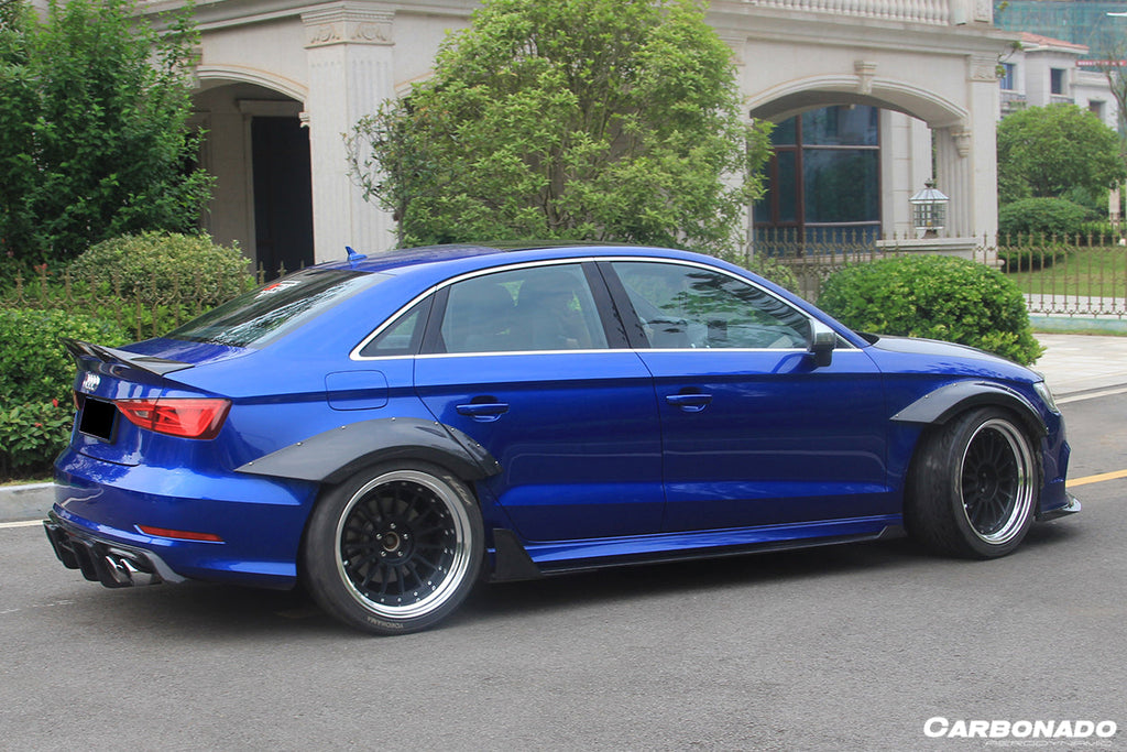 2017-2020 Audi RS3 8V.2 Sedan Only BKSS Style Carbon Fiber Side Skirts Under Board