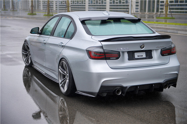 2013-2019 BMW 3 Series F30 F35 M-Tech GV Carbon Fiber Rear Lip with Diffuser & Caps - DarwinPRO Aerodynamics