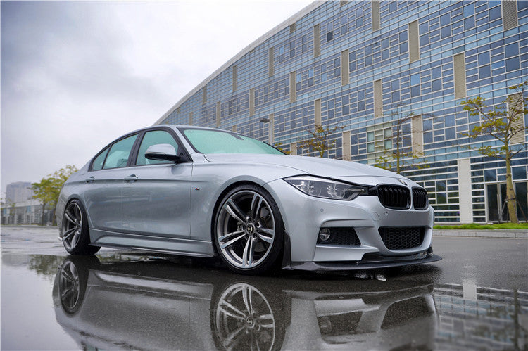 DarwinPRO 2013-2019 BMW 3 Series F30 F35 M-Tech GV Style Carbon Fiber Front Lip With Caps - DarwinPRO Aerodynamics