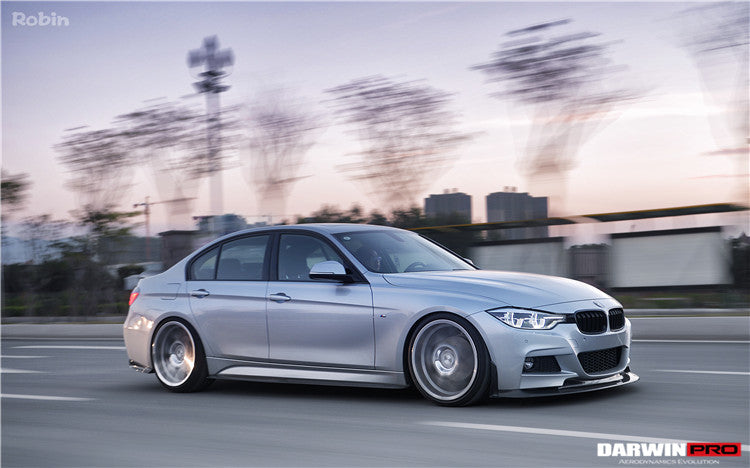 DarwinPRO 2013-2019 BMW 3 Series F30 F35 M-Tech GV Style Carbon Fiber Front Lip With Caps - DarwinPRO Aerodynamics