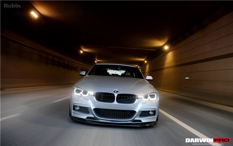 DarwinPRO 2013-2019 BMW 3 Series F30 F35 M-Tech GV Style Carbon Fiber Front Lip With Caps - DarwinPRO Aerodynamics
