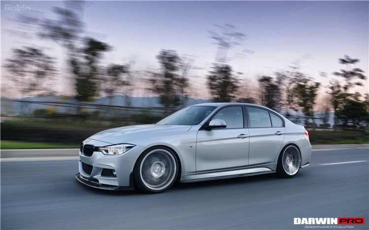 DarwinPRO 2013-2019 BMW 3 Series F30 F35 M-Tech GV Style Carbon Fiber Front Lip With Caps - DarwinPRO Aerodynamics