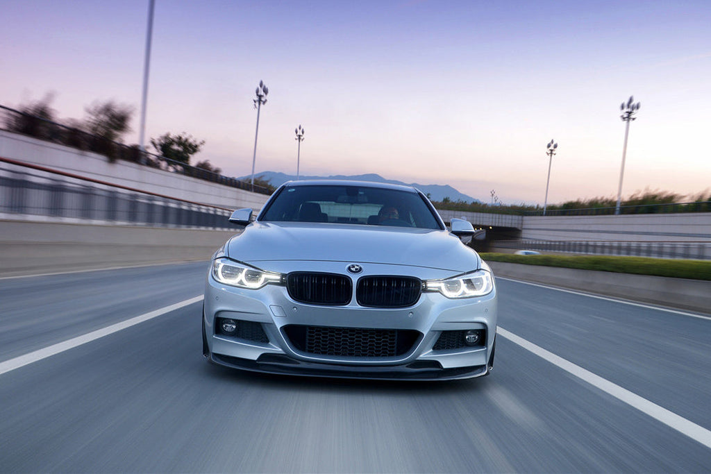 DarwinPRO 2013-2019 BMW 3 Series F30 F35 M-Tech GV Style Carbon Fiber Front Lip With Caps - DarwinPRO Aerodynamics