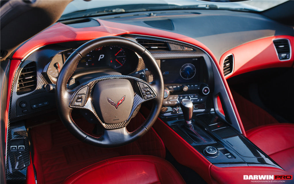 DarwinPRO 2013-2019 Corvette C7 Z06 Grandsport Dry Carbon Fiber Interior Automatic Manual Control Gear Shift Panel Cover Trim