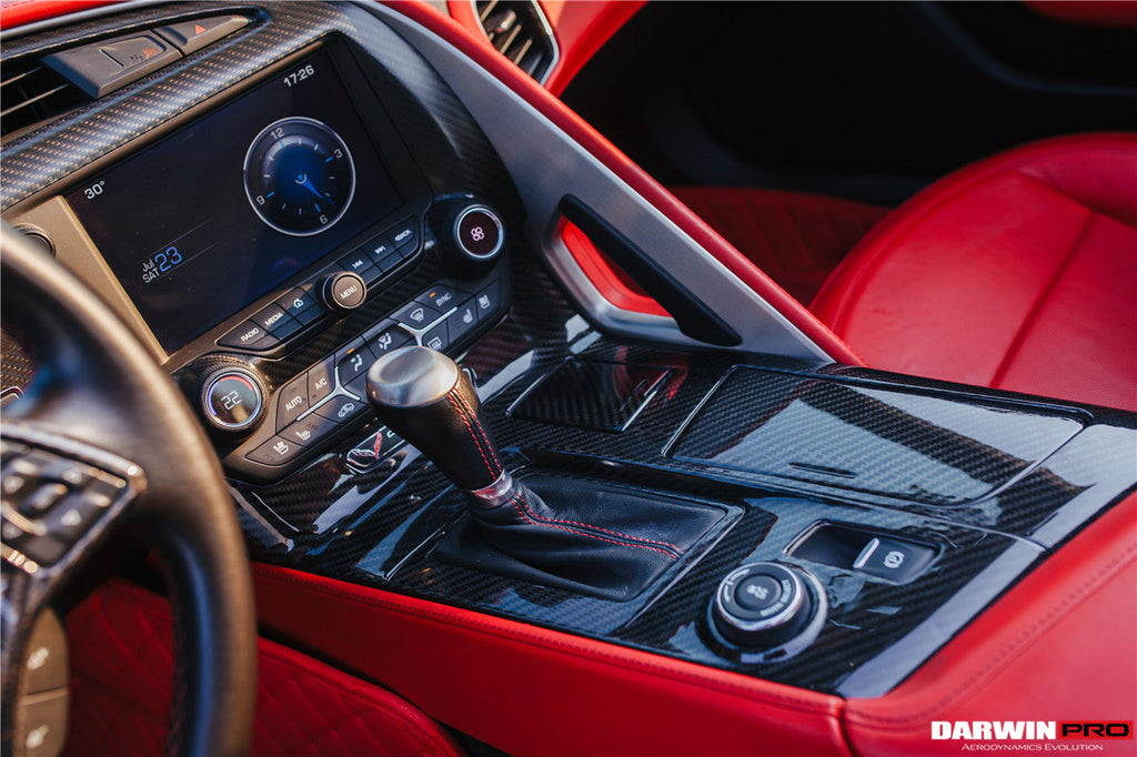 DarwinPRO 2013-2019 Corvette C7 Z06 Grandsport Dry Carbon Fiber Interior Automatic Manual Control Gear Shift Panel Cover Trim