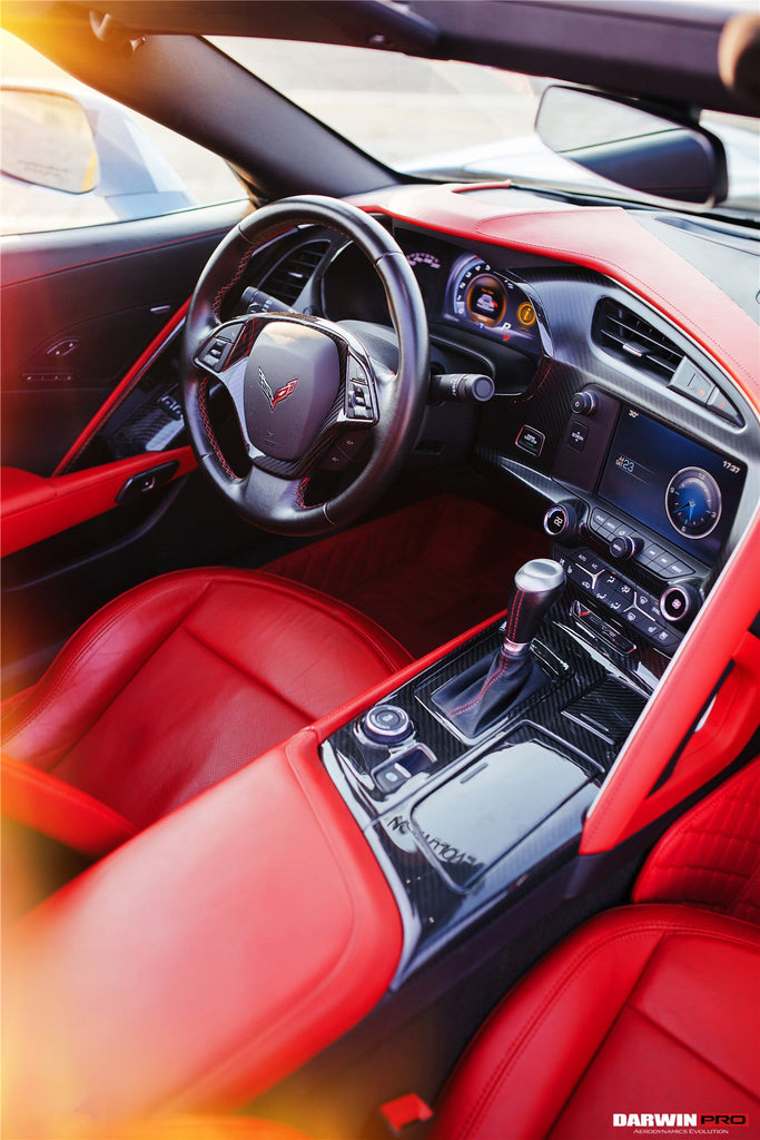 DarwinPRO 2013-2019 Corvette C7 Z06 Grandsport Dry Carbon Fiber Interior Automatic Manual Control Gear Shift Panel Cover Trim