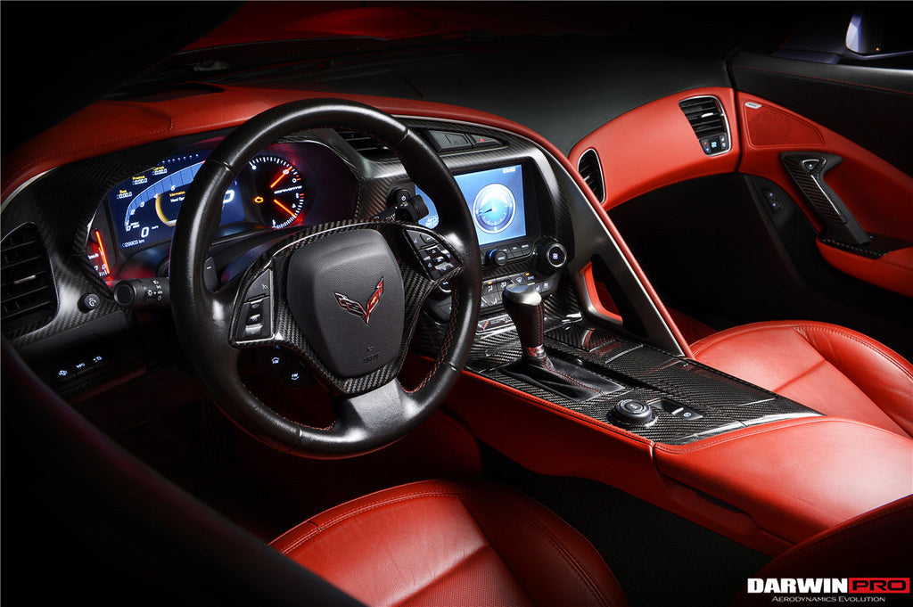 DarwinPRO 2013-2019 Corvette C7 Z06 Grandsport Dry Carbon Fiber Interior Automatic Manual Control Gear Shift Panel Cover Trim