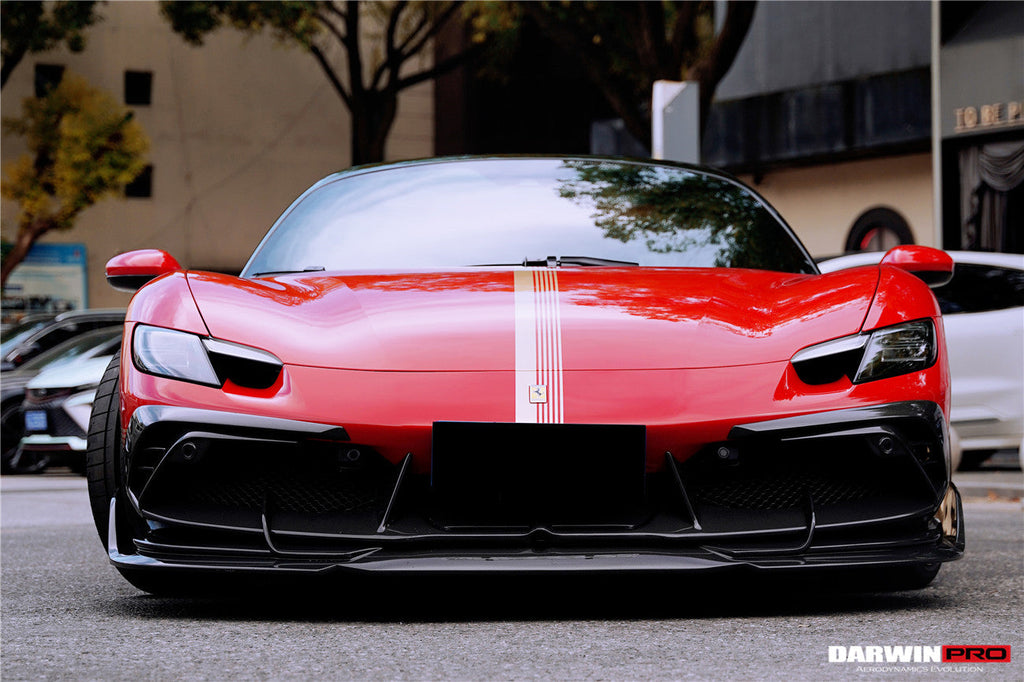 DarwinPRO 2022-2025 Ferrari 296 GTB  GTS Type F171 iMP Carbon Fiber Front Bumper Lip Splitter With Camera holes