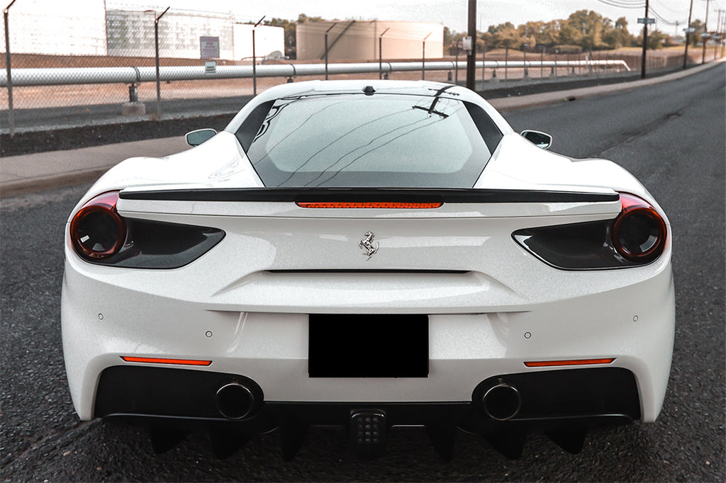 2015-2020 Ferrari 488 GTB Spyder Dry Carbon Fiber Rear Light Satellite Covers - DarwinPRO Aerodynamics