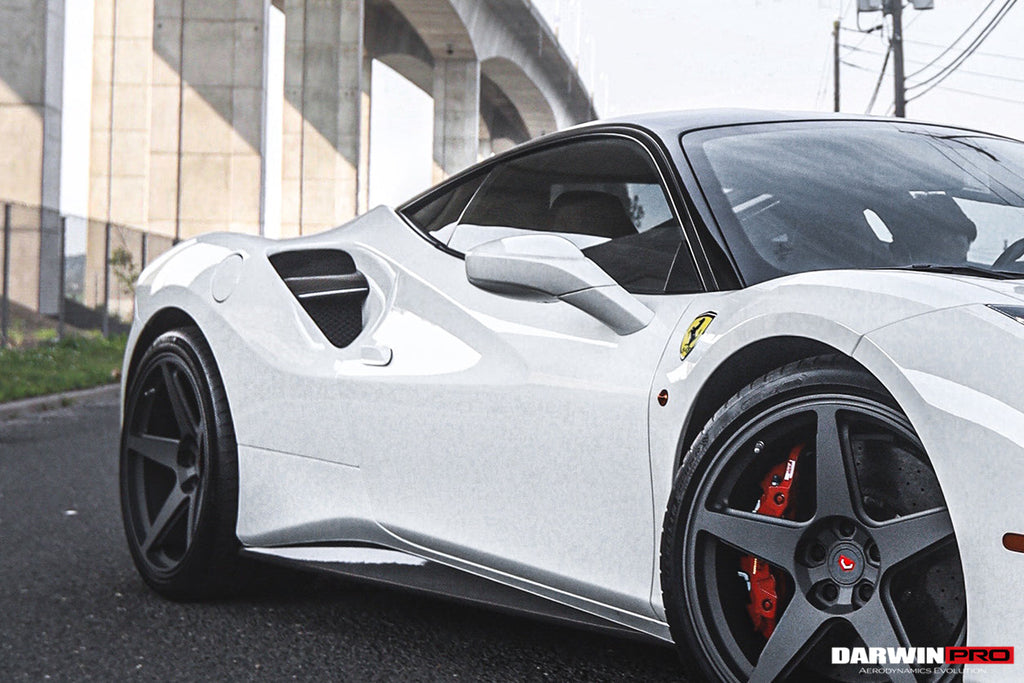 2015-2020 Ferrari 488 GTB & Spider Dry Carbon Fiber Side Air Intake Fins - DarwinPRO Aerodynamics