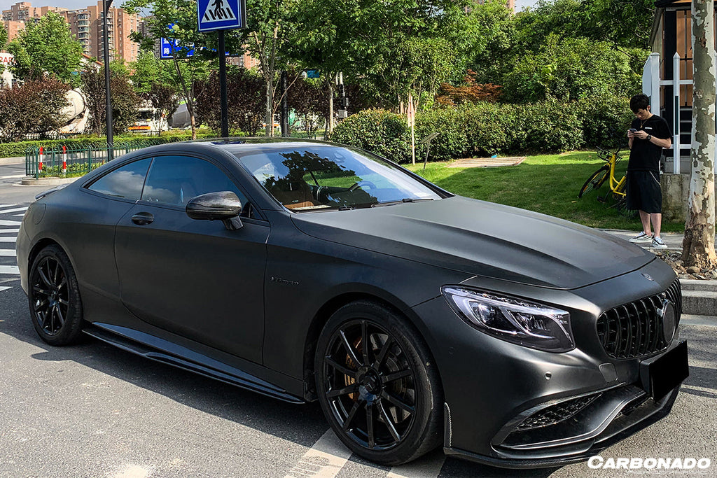 2014-2021 Mercedes Benz C217 S63 S65 AMG Coupe Carbon Fiber Side Skirts Extension