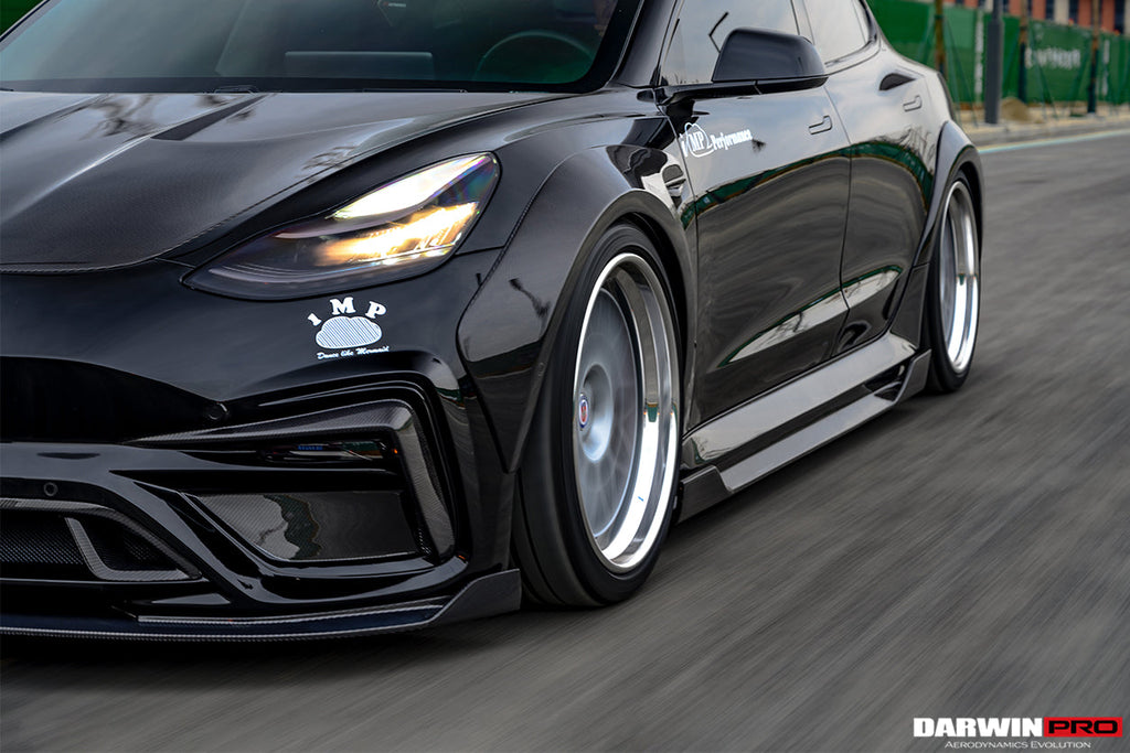 2017-2023 Tesla Model 3 IMP Performance Carbon Fiber Side Skirts With Under Board