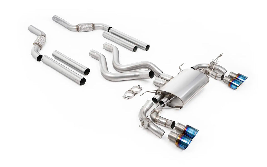 Milltek 80mm Non-Resonated Cat-Back Exhaust for Land Rover Defender 110 OCTA, Burnt/Blue Titanium Tips