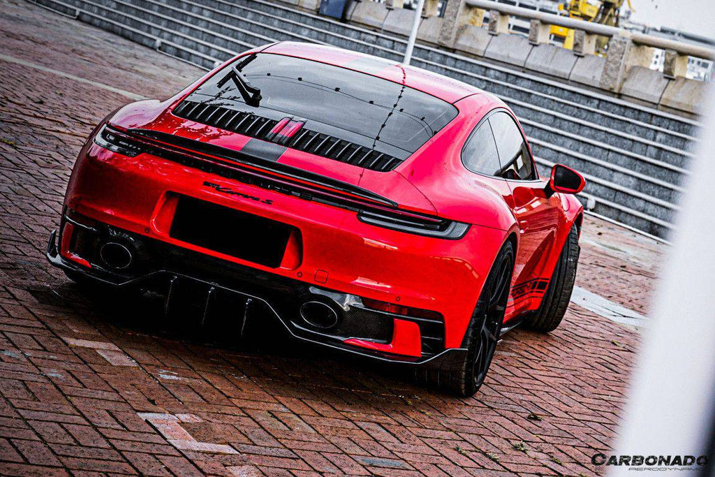 2019-2023 Porsche 911 992 Carrera/Targa Sport Design Bumper WP Style Dry Carbon Fiber Rear Lip - Carbonado Aero