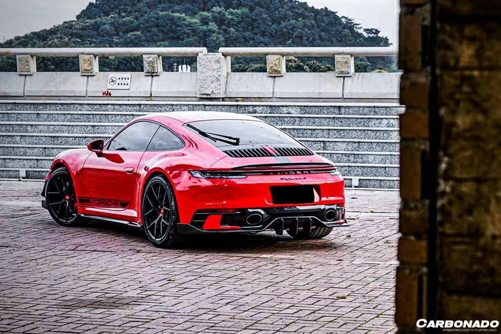 2019-2023 Porsche 911 992 Carrera/Targa Sport Design Bumper WP Style Dry Carbon Fiber Rear Lip - Carbonado Aero