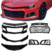 Load image into Gallery viewer, 2010-2015 Chevy Camaro ZL1 Front Bumper Conversion 7pcs Full Kit Flat BLK Body Kit