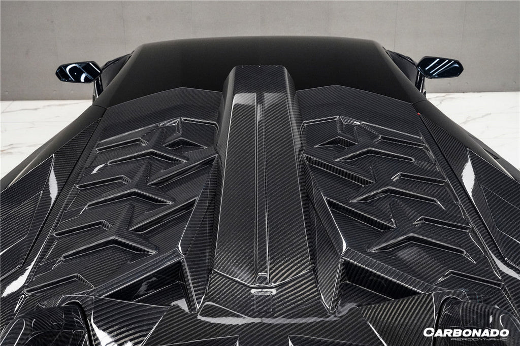 2011-2021 Lamborghini Aventador LP700 LP720 LP750 LP740 Coupe CA Style Carbon Fiber Engine Hood And Wing