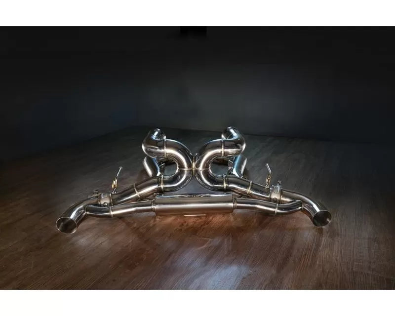 FI Exhaust Valvetronic Muffler + Dual Silver Tips Compatible with OEM Elect. Valve No Remote Control Included McLaren GT V8 2020+