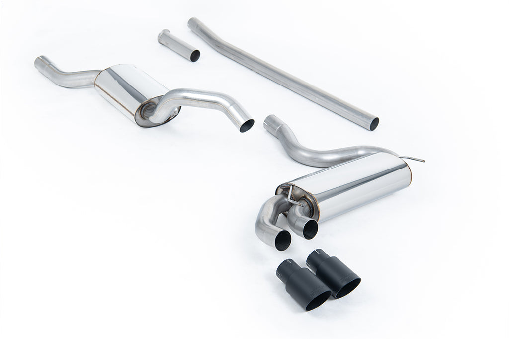 Milltek Resonated Downpipe-Back Exhaust for Audi UR Quattro 10V, Cerakote Black Tips