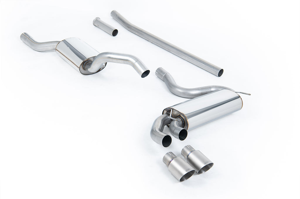 Milltek Resonated Downpipe-Back Exhaust for Audi UR Quattro 10V, Brushed Titanium Tips