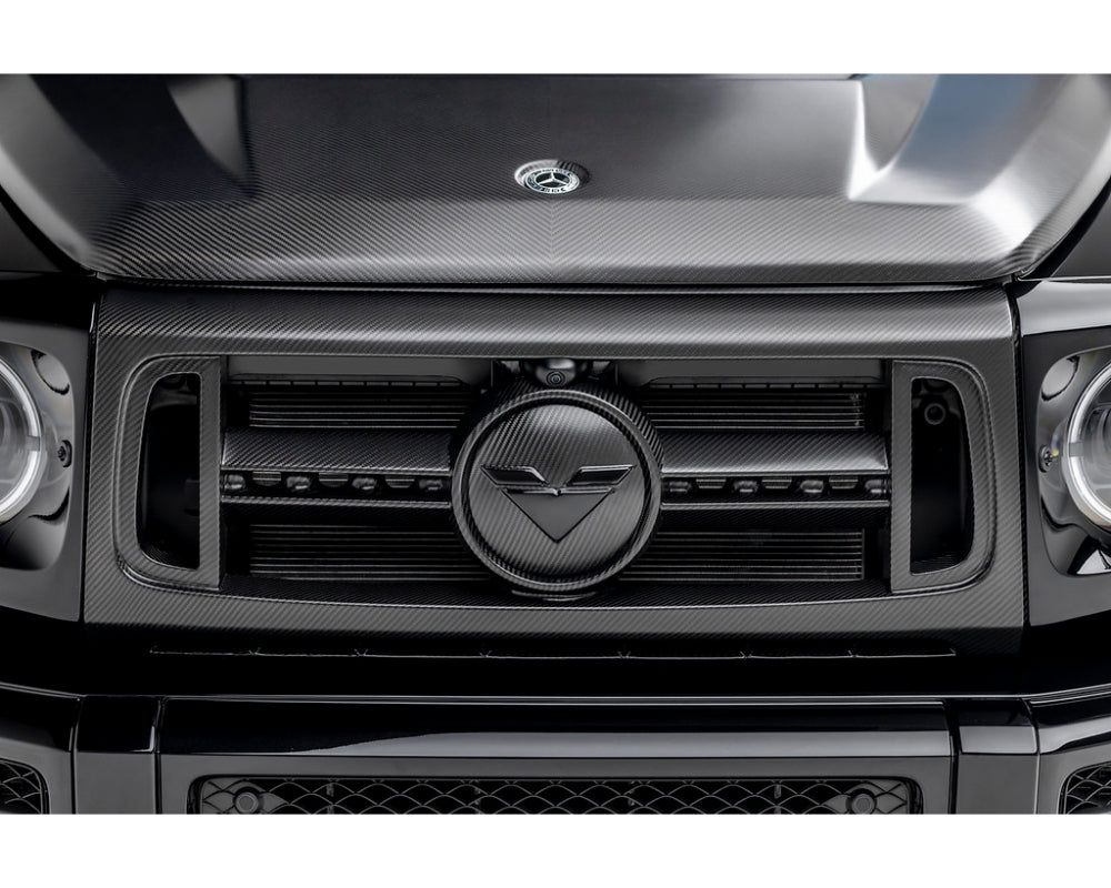 Vorsteiner Carbon Fiber PP 2x2 Glossy Front Grill w/ Separate Center V Part Piece Mercedes Benz G63 AMG 2012-2022