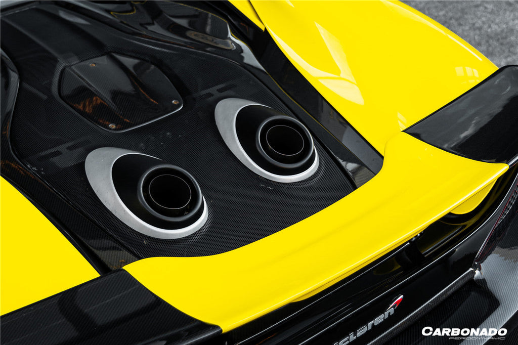 2015-2020 McLaren 540C & 570S & 570GT 600LT-Style Part Carbon Fiber Rear Bumper with Diffuser and Trunk Spoiler and Engine Trunk and Exhaust