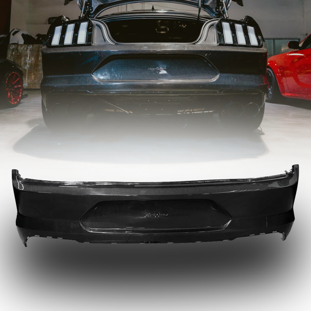 PRE-ORDER 2018-2023 Ford Mustang GT500 Style Double Sided Full Carbon Fiber Track Package Rear Bumper Conversion