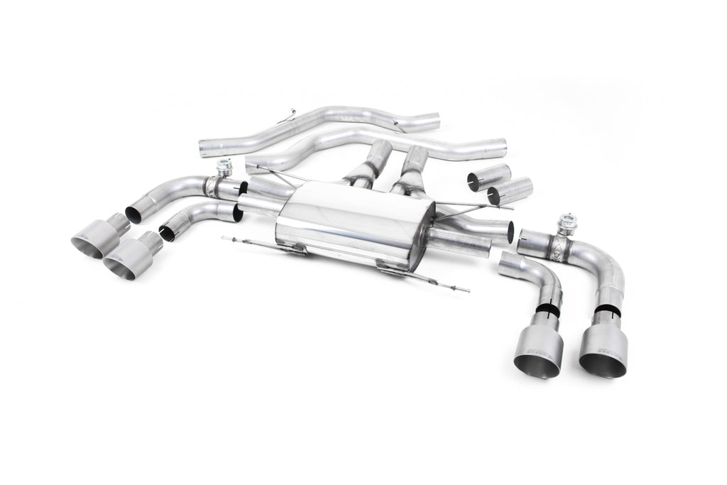 Milltek Valved Front Pipe-Back Exhaust for Alfa Romeo Giulia 2.9 V6 Quadrifoglio, Brushed Titanium Tips