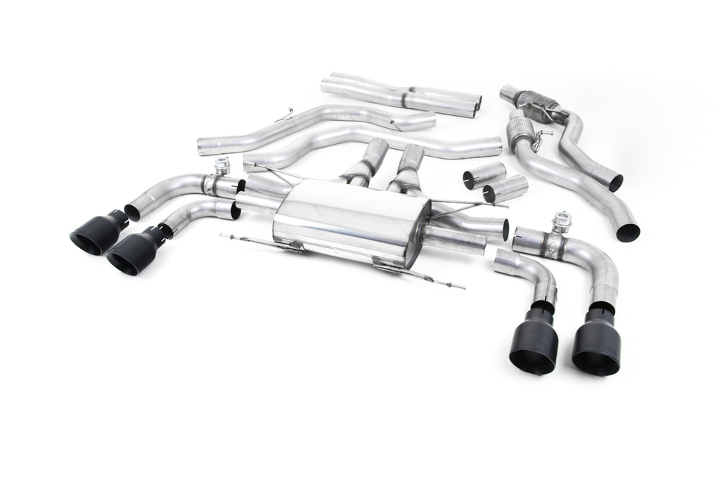 Milltek Valved Cat-Back Exhaust for Alfa Romeo Giulia Quadrifoglio 2.9 V6, Cerakote Black Tips